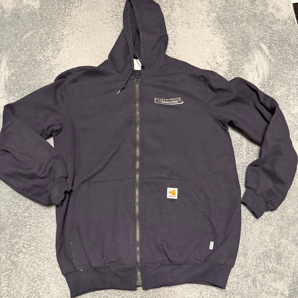 Carhartt FR Jacket Hoodie Mens Medium Blue Flame Resistant Zip Sweatshirt FRK007
